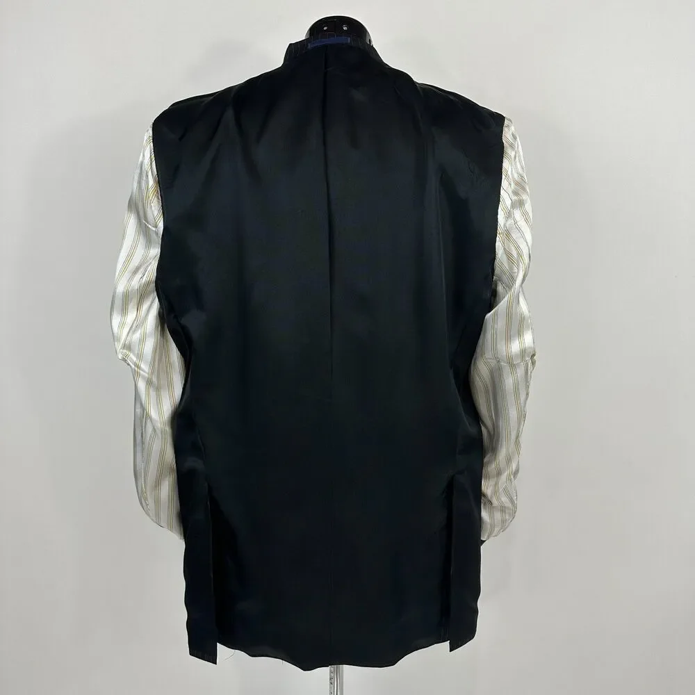Daniel Cremieux Blazer Loro Piana Super 120s 42R Black Pinstripe Wool Men Jacket